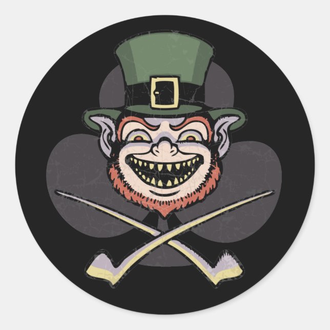 Lucky Evil Leprechaun Classic Round Sticker (Front)