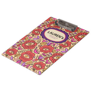 Lucky Eye Floral Pattern Notebook Clipboard