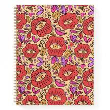Lucky Eye Floral Pattern Spiral Notebook