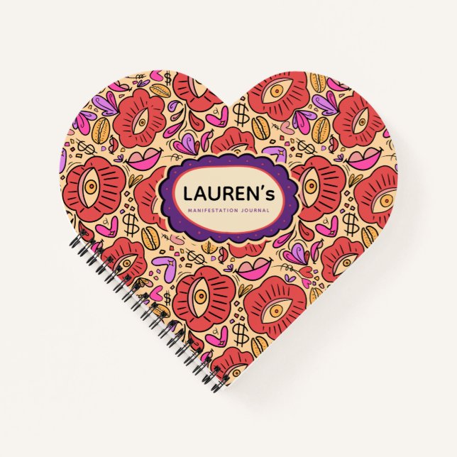 Lucky Eye Floral Pattern Spiral Notebook (Front)