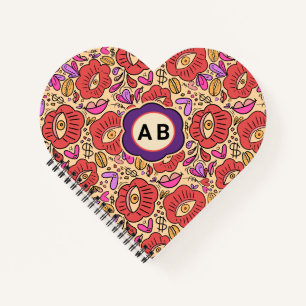 Lucky Eye Floral Pattern Spiral Notebook