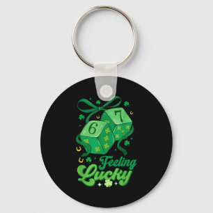 Lucky feeling 67 st patricks day dice six seven key ring