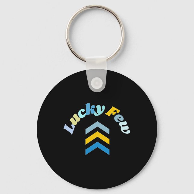 Lucky Few T21 Down Syndrome Awareness Yellow Blue  Key Ring (Front)