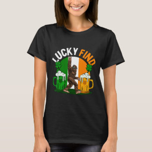 Lucky Find Bigfoot Happy St Patricks Day Shirt Fun