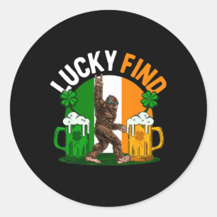 Lucky Find Bigfoot Happy St Patricks Day Shirt Fun Classic Round Sticker