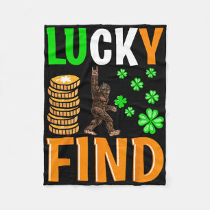 Lucky Find Bigfoot Happy St Patricks Day Shirt Fun Fleece Blanket