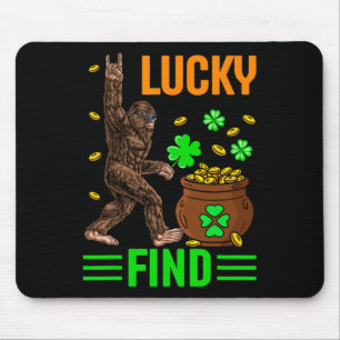 Lucky Find Bigfoot Happy St Patricks Day Shirt Fun Mouse Pad