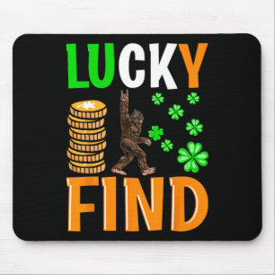 Lucky Find Bigfoot Happy St Patricks Day Shirt Fun Mouse Pad