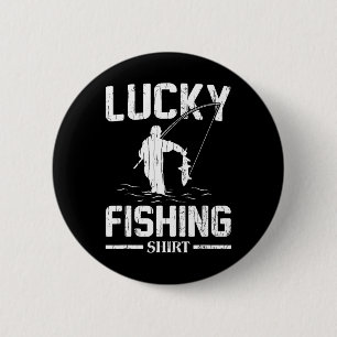 Lucky Fishing Funny Fishermen Fish Graphic  6 Cm Round Badge