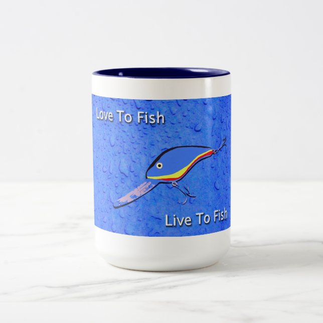 Lucky Fishing Lure Two-Tone Coffee Mug (Center)