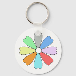 Lucky Flower Button Keychian Key Ring