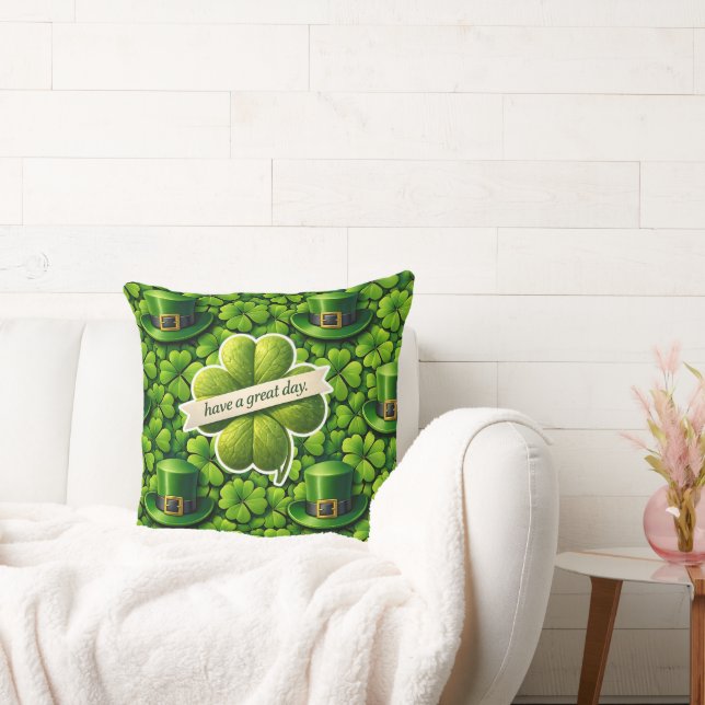 Lucky for leaf clover Saint Patrick's Day have a g Cushion (Couch)