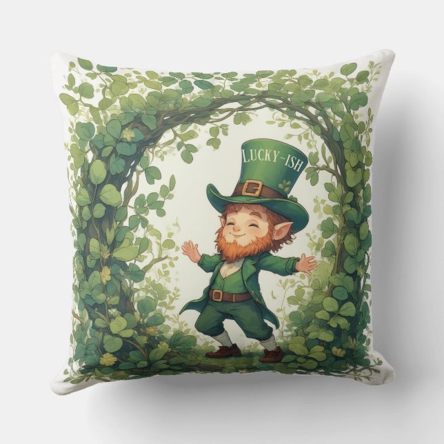 Lucky Forest Woodland Magical Leprechaun Nursery  Cushion (Back)