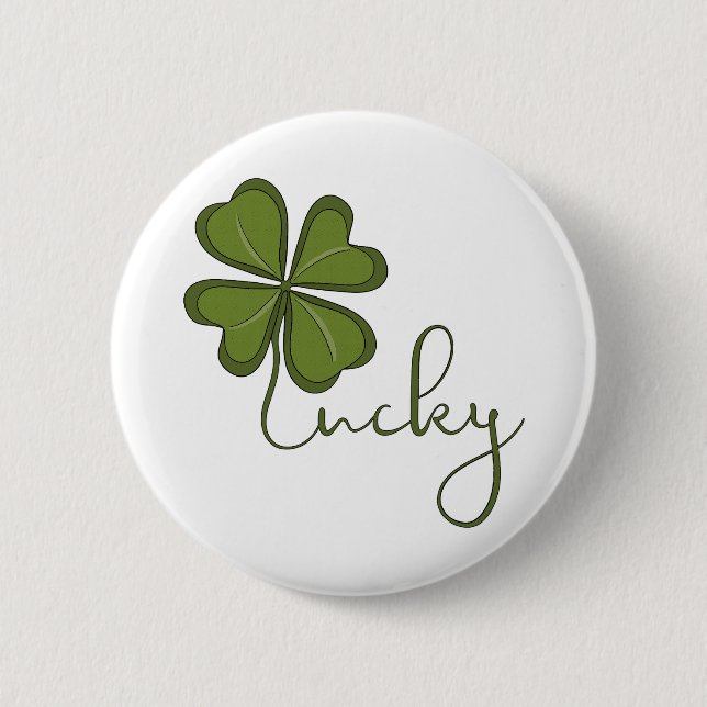 Lucky Four Leaf Clover 6 Cm Round Badge (Front)