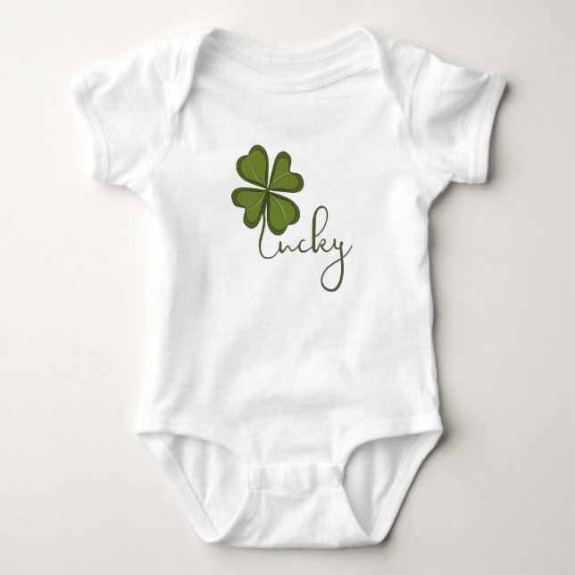 Lucky Four Leaf Clover Baby Bodysuit (Front)