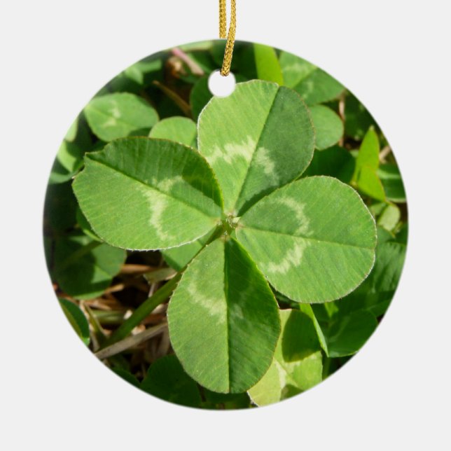 Lucky Four Leaf Clover Ceramic Tree Decoration (Front)