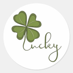 Lucky Four Leaf Clover Classic Round Sticker