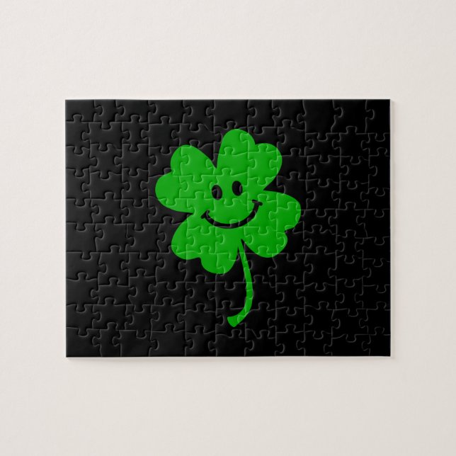 Lucky four leaf clover face jigsaw puzzle (Horizontal)