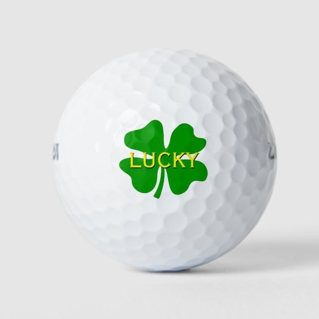 Lucky four leaf clover golf balls | Personalizable (Front)