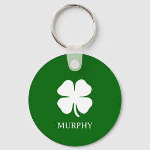 Lucky Four Leaf Clover Green Irish Shamrock Key Ring