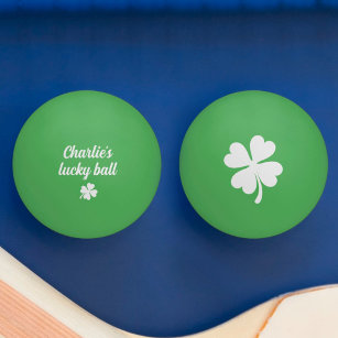 Lucky four leaf clover green ping pong ball