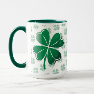 Lucky Four Leaf Clover Irish Shamrock Pattern Golf Mug