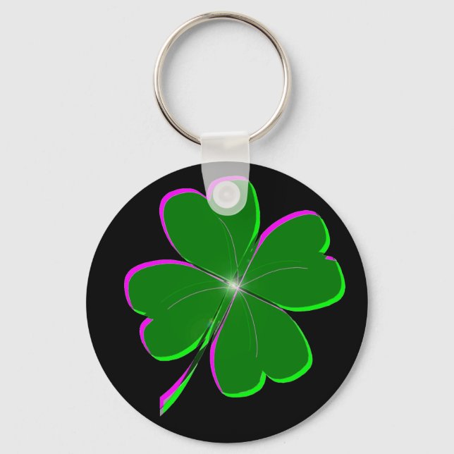 Lucky Four Leaf Clover  Key Ring (Front)
