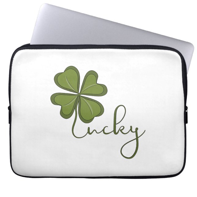 Lucky Four Leaf Clover Laptop Sleeve (Front)