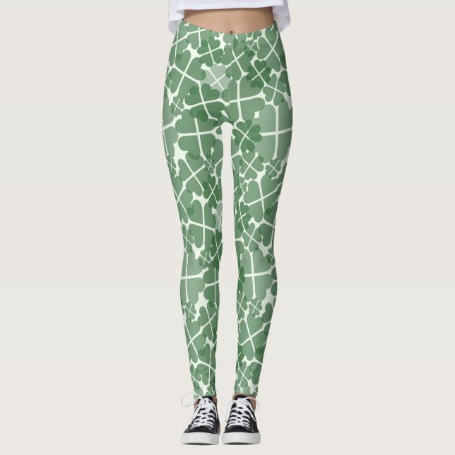 Lucky Four Leaf Clover Leggings (Front)