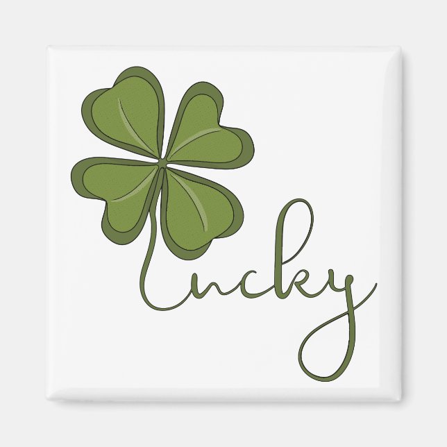 Lucky Four Leaf Clover Magnet (Front)