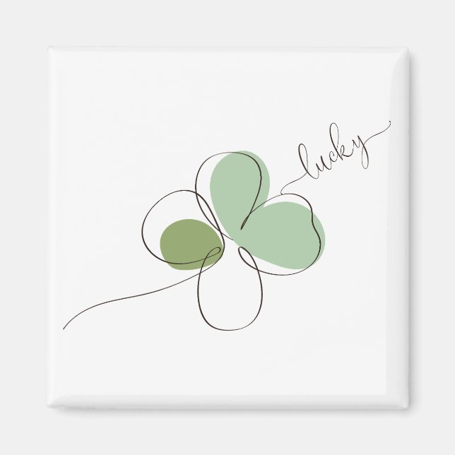 Lucky Four Leaf Clover Minimalist Line Art   Magnet (Front)