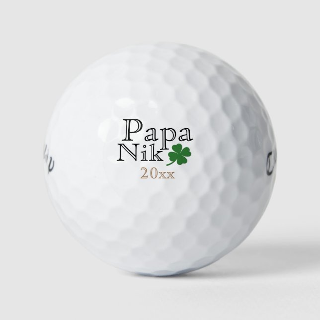 Lucky four leaf clover personalised golf balls (Front)