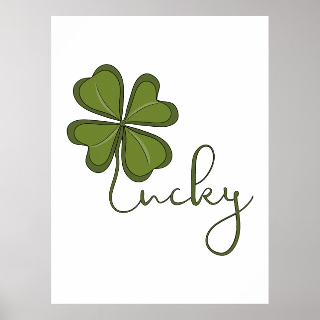 Lucky Four Leaf Clover Poster (Front)