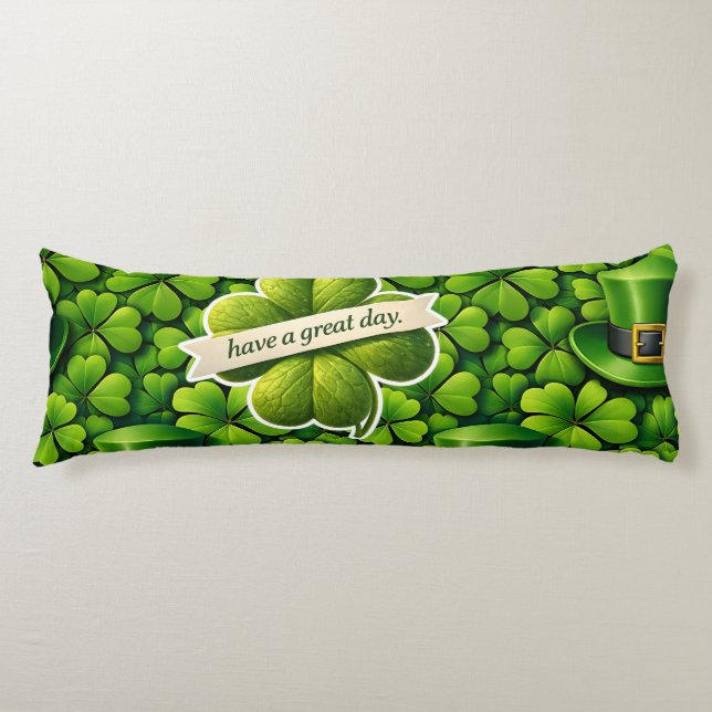 Lucky four leaf clover Saint Patrick's Day Patrick Body Cushion (Front)