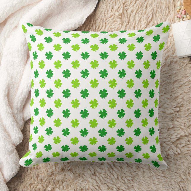 Lucky Four-Leaf Clover Seamless Pattern Cushion (Blanket)