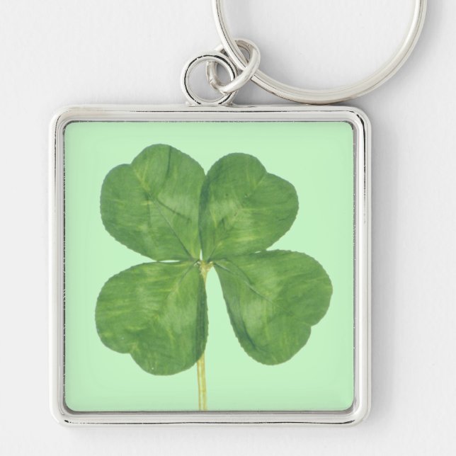 Lucky Four-Leaf Clover Shamrock Key Ring (Front)