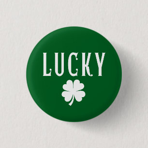 Lucky Four Leaf Clover St Patrick's 3 Cm Round Badge