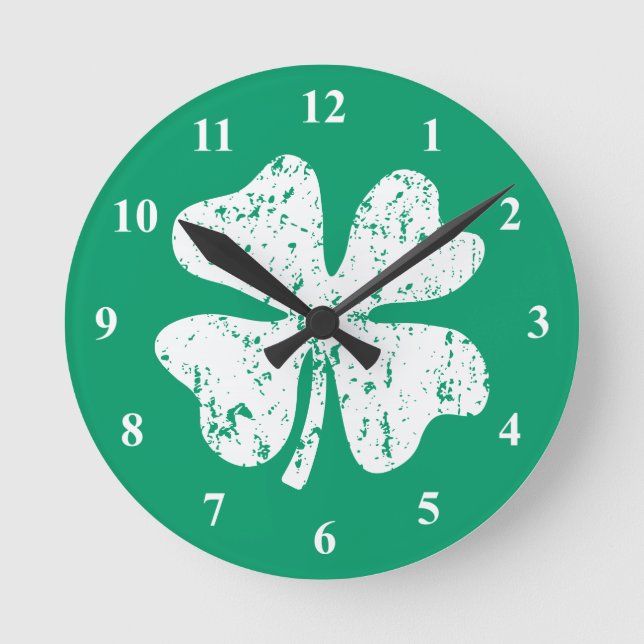 Lucky four leaf clover | St Patrick's Day clock (Front)