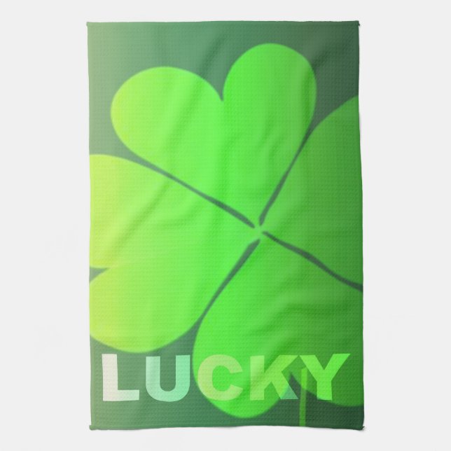 Lucky Four Leaf Clover Tea Towel (Vertical)