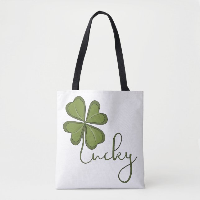 Lucky Four Leaf Clover Tote Bag (Front)