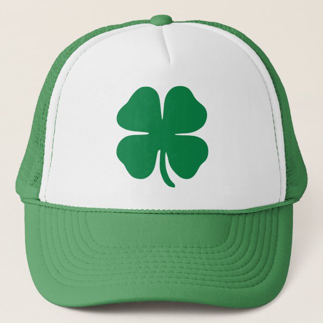 Lucky Four Leaf Clover Trucker Hat (Front)