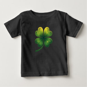 Lucky Four-Leaf Clover - Vintage Green Design Baby T-Shirt