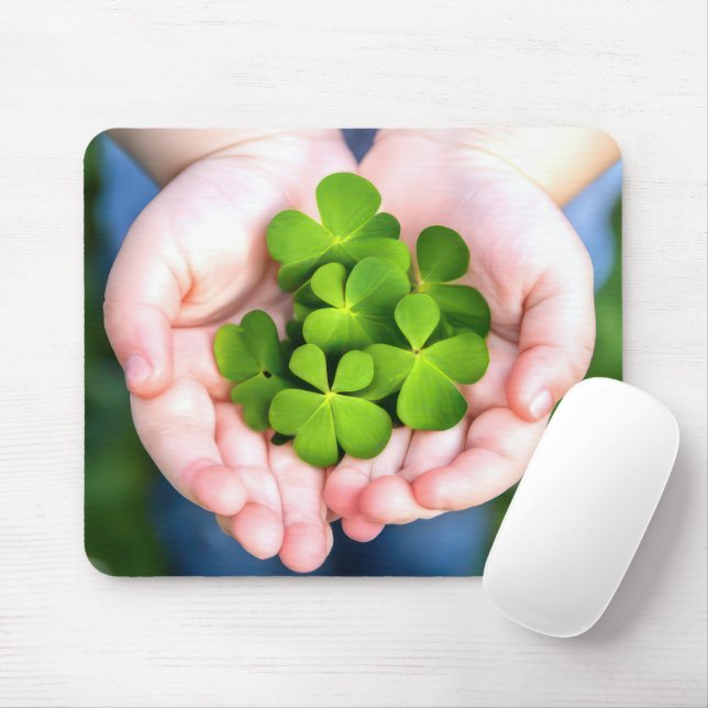Lucky Four-Leaf Clovers Mouse Pad (With Mouse)