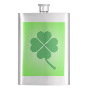 Lucky Four Leaf Shamrock Design-87906 Hip Flask