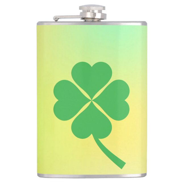 Lucky Four Leaf Shamrock Design-87906 Hip Flask (Front)