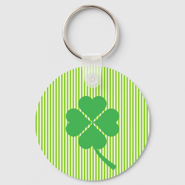 Lucky Four Leaf Shamrock Design-87906 Key Ring (Front)