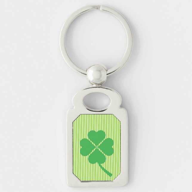 Lucky Four Leaf Shamrock Design-87906 Key Ring (Front)