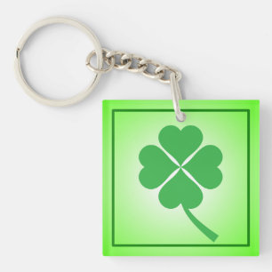 Lucky Four Leaf Shamrock Design-87906 Key Ring