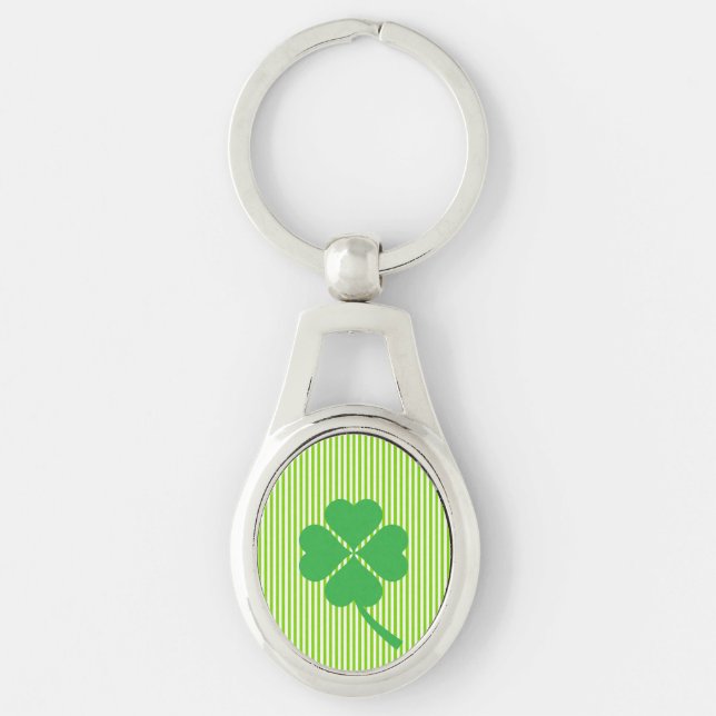 Lucky Four Leaf Shamrock Design-87906 Key Ring (Front)