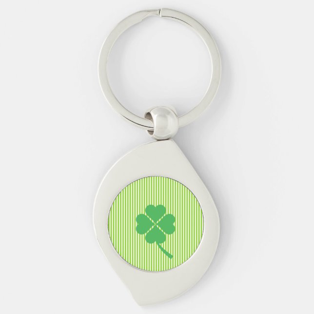 Lucky Four Leaf Shamrock Design-87906 Key Ring (Front)